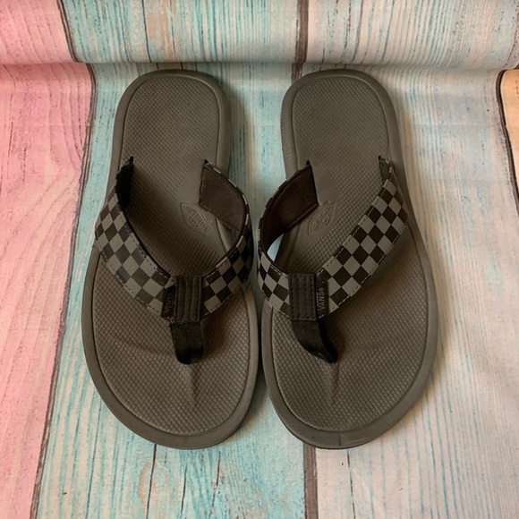 Men vans sandals back and gray checkered size medium - Picture 2 of 8
